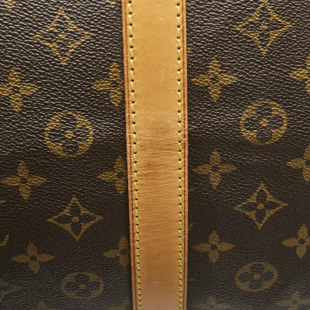 LOUIS VUITTON Authentic Brown Monogram Leather Keepall 60 Boston Bag